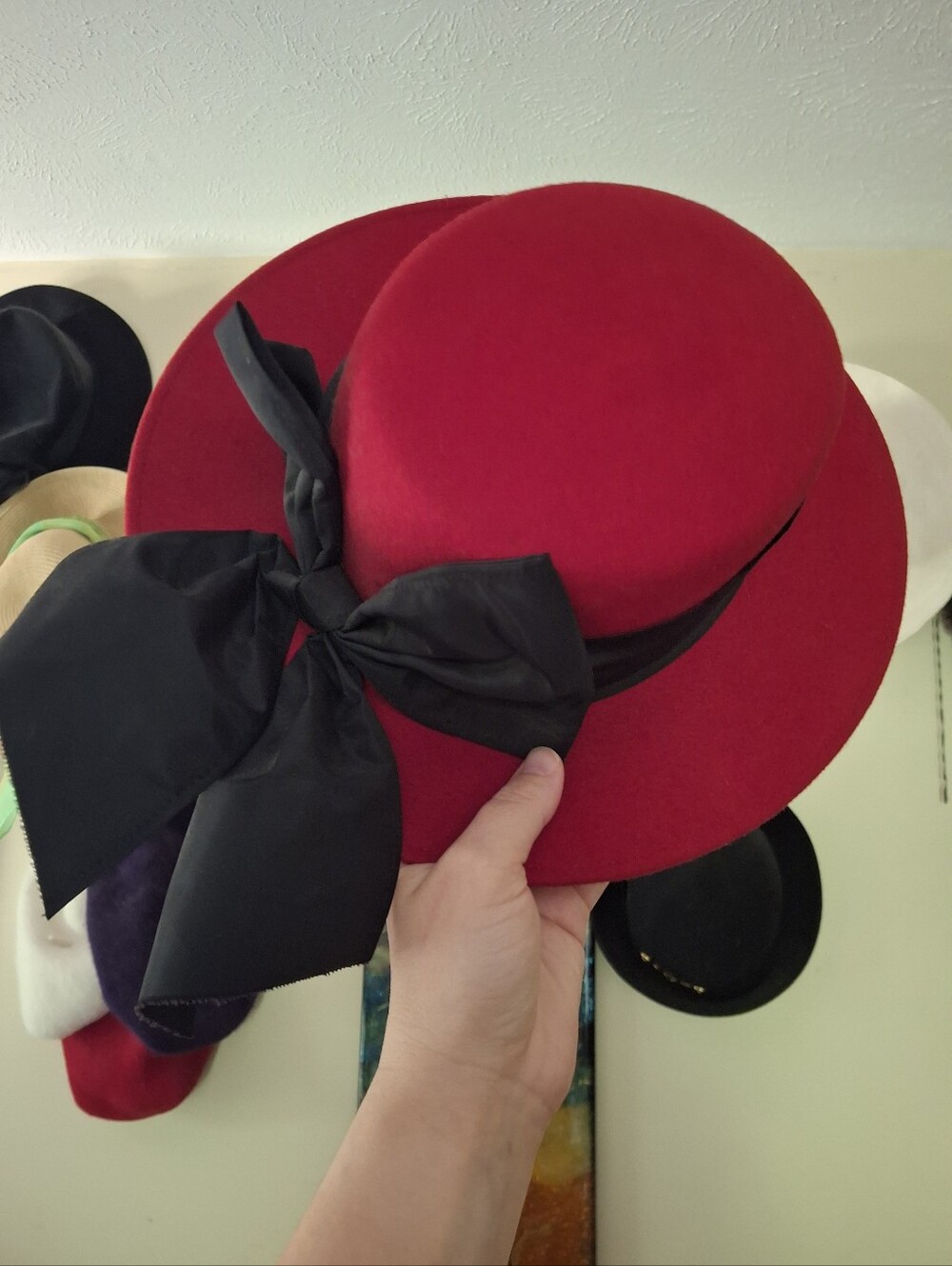 Red Wide Brim Wool Hat